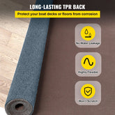 Gray Marine Carpet 6 ft x 18 ft Boat Carpet Rugs Indoor Outdoor Rugs for Patio Deck Anti-Slide TPR Water-Proof Back Cut Outdoor Marine Carpeting Easy Clean Outdoor Carpet Roll